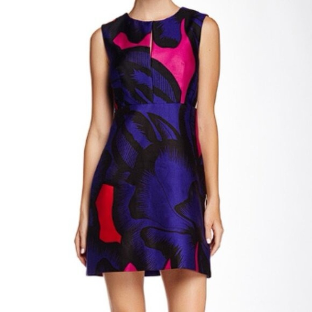 DVF Yvette Silk Blend Sleeveless Floral Black Mini Dress Size 0/XS MSRP $495 - Picture 1 of 10